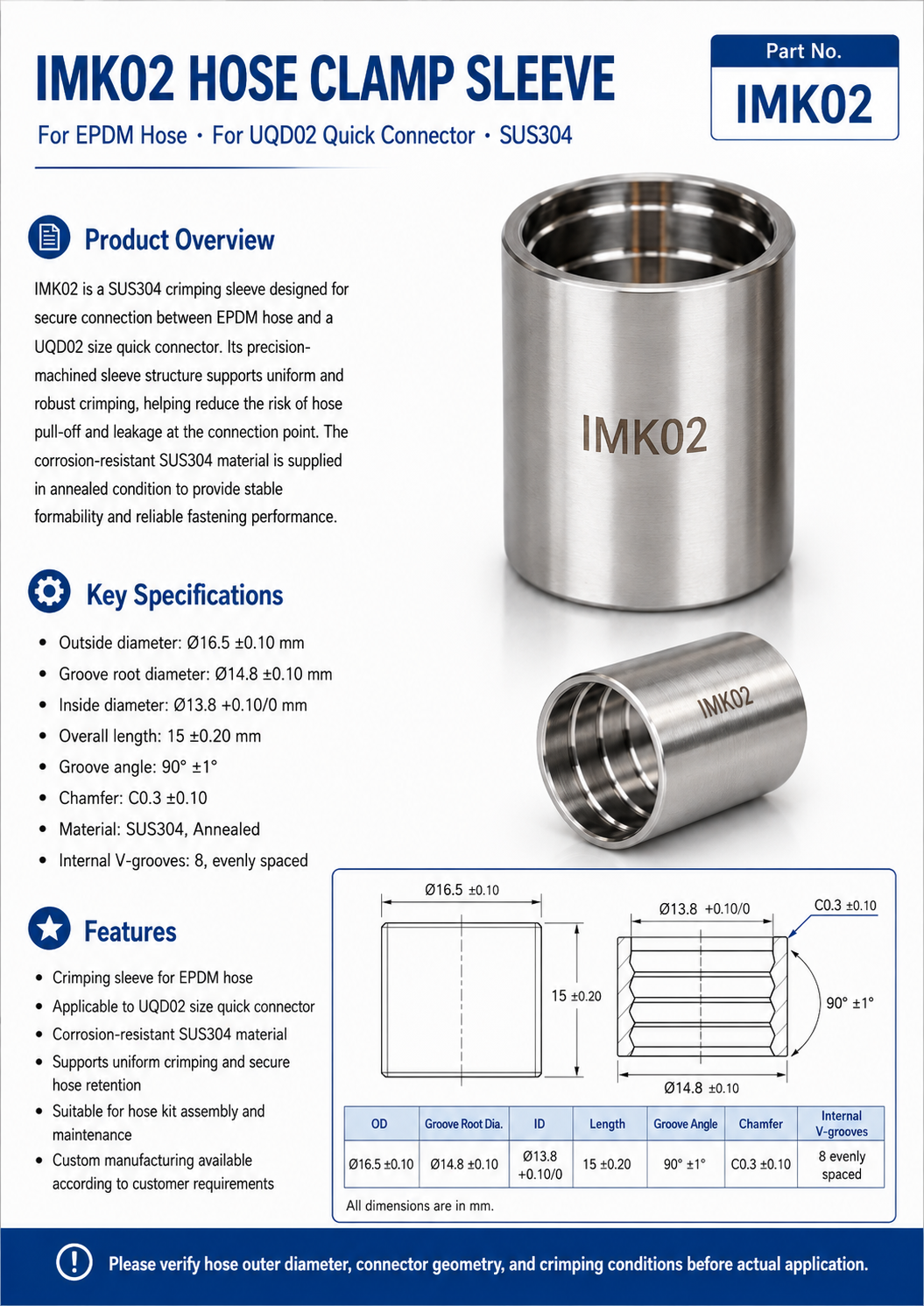 SUS304 Crimp Sleeve for EPDM Hose - 02